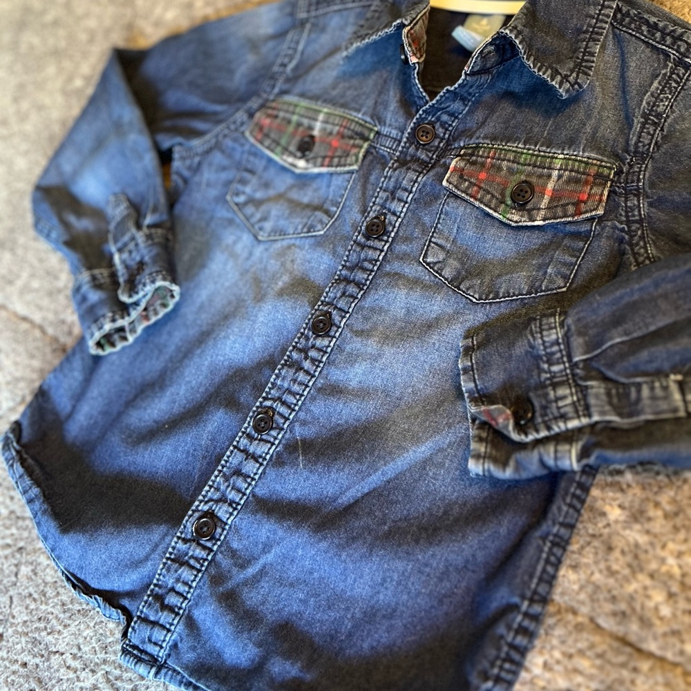 Blue Denim Button-Up Shirt - Size 5